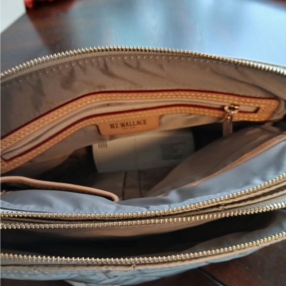 MZ Wallace Gray Quilted Crossbody Bag with Geometric Pattern - Picture 2 of 5